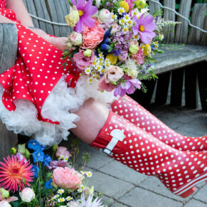 Fun wellies and flowers shot captured at this outdoor Buckinghamshire venue