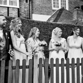 The groom and the ladies captured informally at The Grange, Northwood wedding 