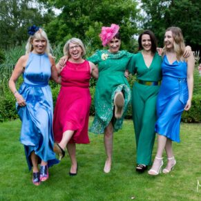 Swan at Streatley wedding - the ladies larking about for the camera
