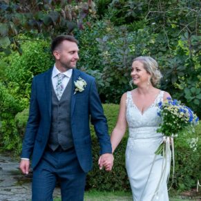 The Olde Bell Hurley Wedding Photography - a moment of relaxation in the gardens for the newlyweds