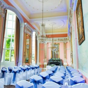 Danesfield House's largest wedding civil ceremony room is the grand Versailles Suite with its huge floor to ceiling windows