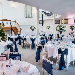 The interiors all setup for the wedding breakfast at the Kings Chapel in Old Amersham 