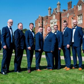 The lads pose for the camera before the marriage ceremony on a gloriously sunny day 
