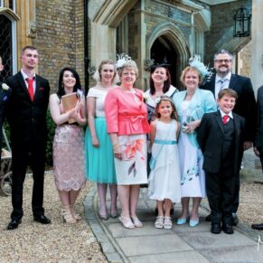 Odney Club Wedding Photography - small group pose beside the venue entrance