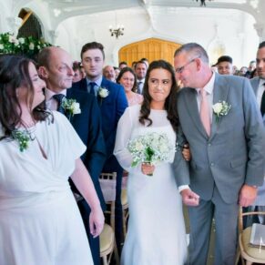 Same Sex Buckinghamshire Wedding Photography - entrance of the bride during the civil ceremony at Missenden Abbey