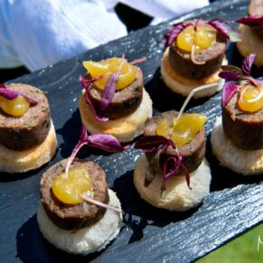 Yummy canapes for the wedding guests at Pendley Manor Hotel 