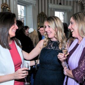 Candid moments amongst the guests during the lively drinks reception Saint Michael's Manor 