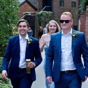 Swan at Streatley wedding photography - the groom and best man arrive for the ceremony