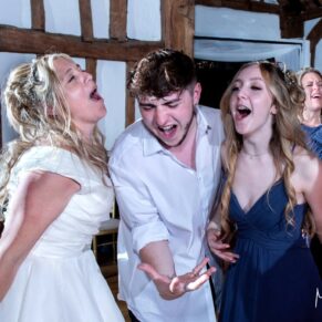 The bride and her children certainly knew how to party for the evening reception at the Tudor Barn 