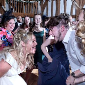 The bride dancing the night away with her son at the Tudor Barn 