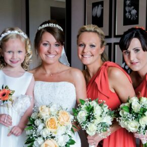 Wokefield Estate Berkshire Wedding Photography - the bride with her bridesmaids pre ceremony 