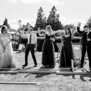 The crazy golf on the reception lawns kept the wedding guests thoroughly entertained all afternoon at The Great House in Sonning