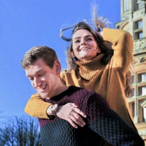 Very relaxed couple portraits photography captured in the grounds of Waddesdon Manor in Buckinghamshire 